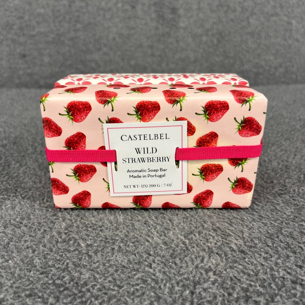 Castelbel Wild Strawberry Soap Bar 2-Pack 7 oz Portugal Pink Fruit Floral Gift